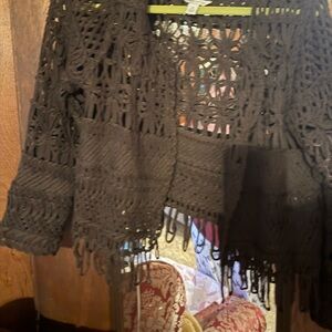 Cato Brown Crochet Cardigan